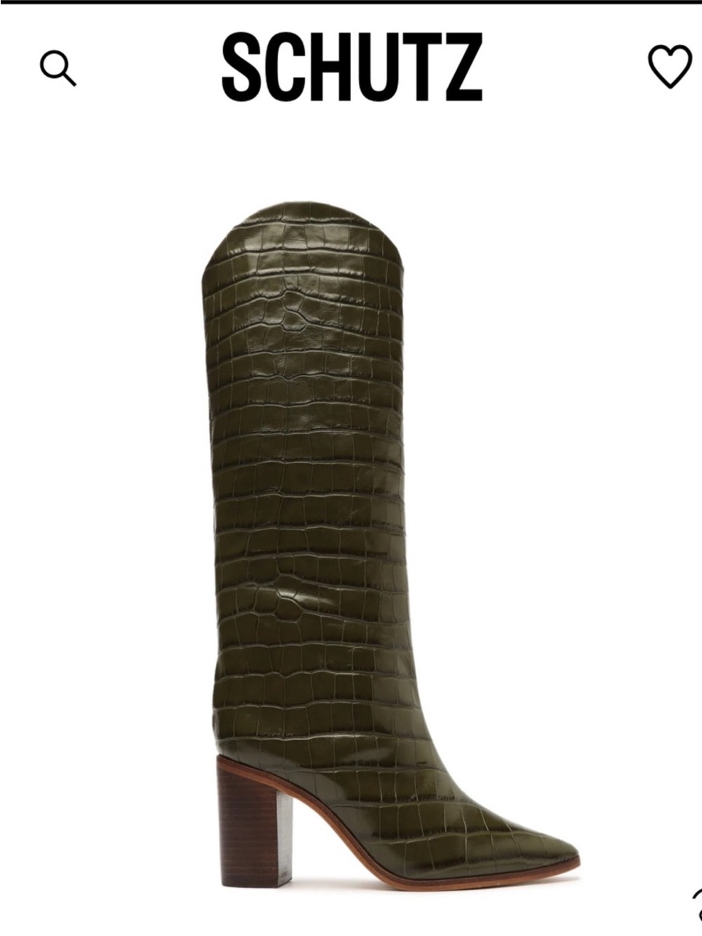 Schutz Maryana Block Crocodile Embossed Leather Boots